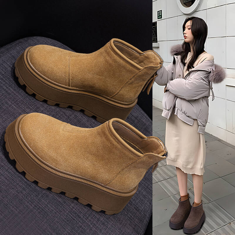 European snow boots women's winter new women's boots casual fashion versatile low-top thick-soled thick velvet warm short boots