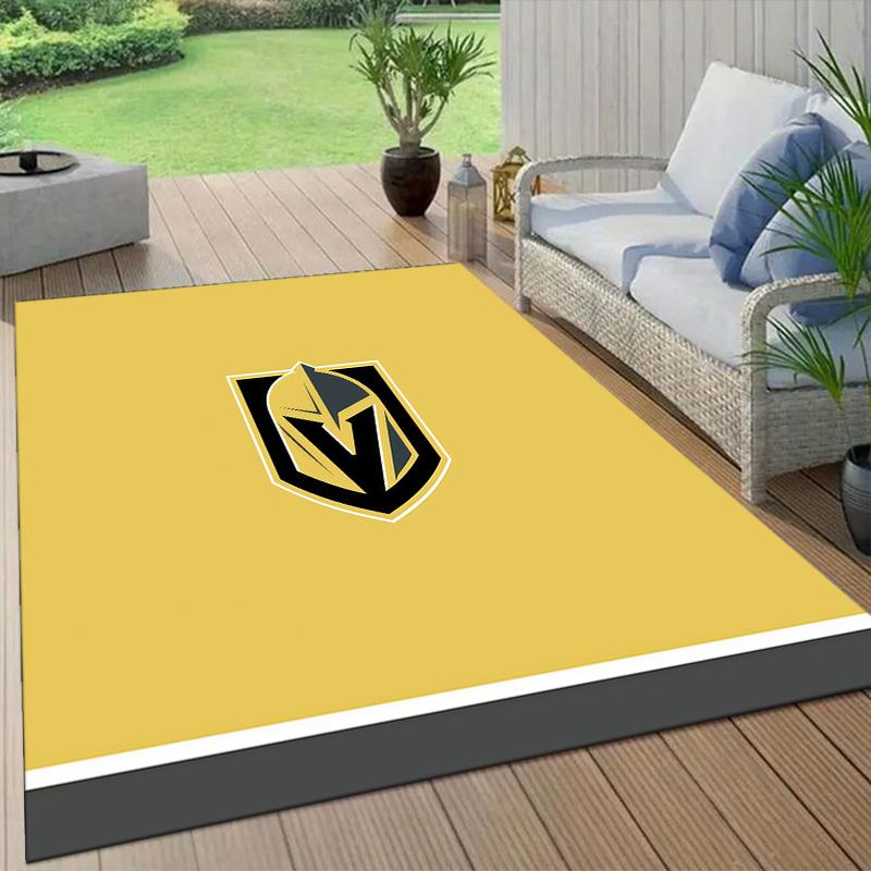 Vegas Golden Knights2 Flannel Pattern Square Carpet,Area Rug,Carpet Rug for Living Room Bedroom Sofa Playroom Decor,Non-slip Floor Mat