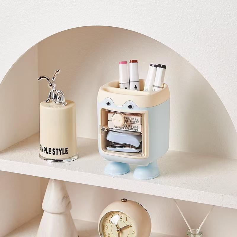 Boys and Girls Multifunctional Cartoon Cute Pig Pen Holder Large Capacity with Compartment Stationery Gift Storage Box