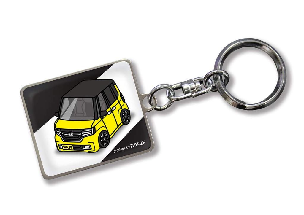 MKJP Honda N-Box Custom JF3 Key Chain, Base: Black, yellow