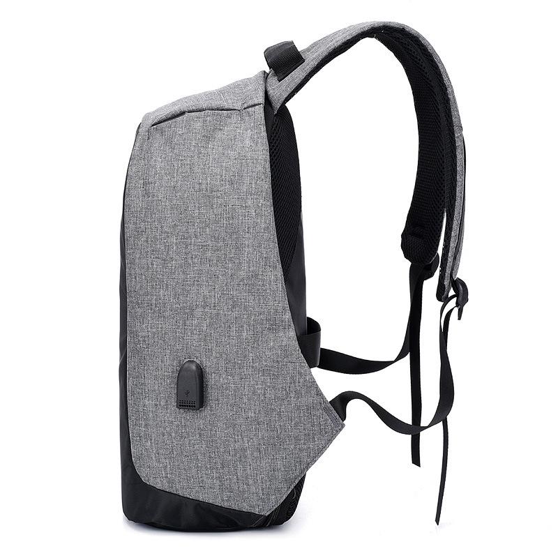 Men's Large Capacity Travel Backpack - Rechargeable & Simple Design for Students and Business