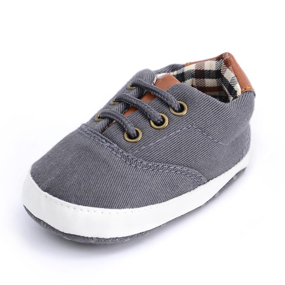 Baby Jungen Canvas Schuhe Weiche Sohle Rutschfest Klassischer Stil Lauflernschuhe Kariertes Patchwork Einfarbig Sportliche Sneaker