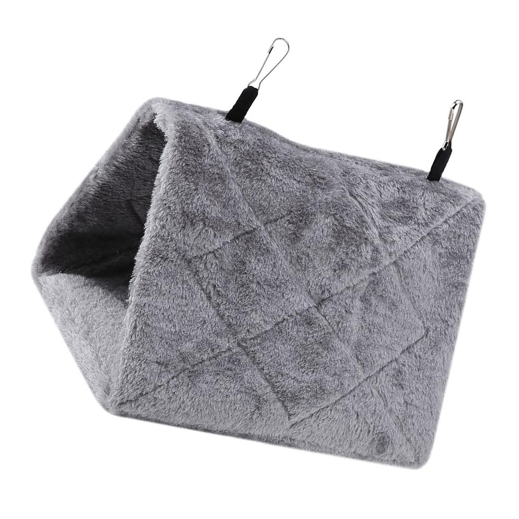 Mjuk Plysch Hängmatta Hängande Bur Tält För Fåglar Papegoja Vinter Varm Säng Husdjursleksak (Grå S)