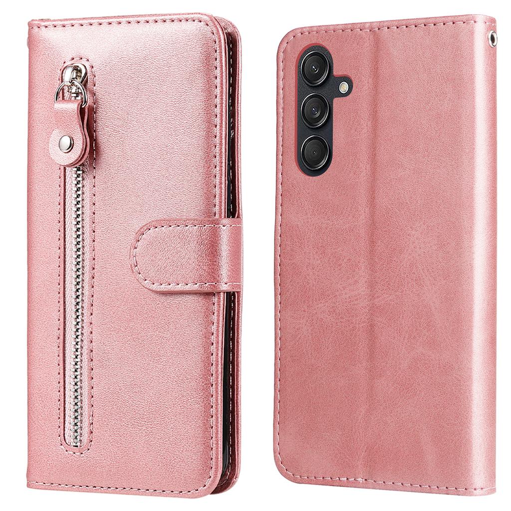 For Samsung Galaxy M55 5G/C55 5G/F55 5G Case Calf Texture Zipper Pocket Wallet Mobile Phone Cover