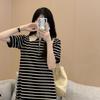 Striped Polo Neck Summer Dress: Women's Casual, Slimming & Loose Fit
