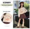 Mädchen 2025 Koreanischer Stil Frühlingsoutfit: Langarm-Sweatshirt & Plisseerock-Set