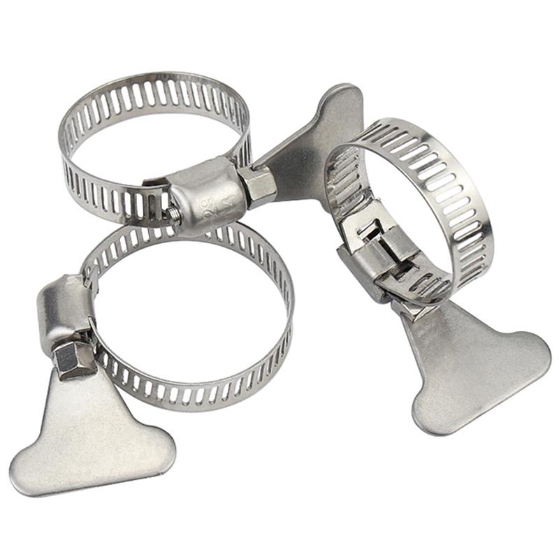 304 Stainless Steel Water Pipe Clamp Trachea Clamp Fixed Locking Clamp with Handle Throat Hoop Hand Twist Pipe Hoop Oil Pipe