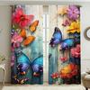 Set Of 2 Vivid Butterfly Flower Printed Curtains Pole Bag Bedroom Living Room Home Decoration Curtain For Great Made Polyester