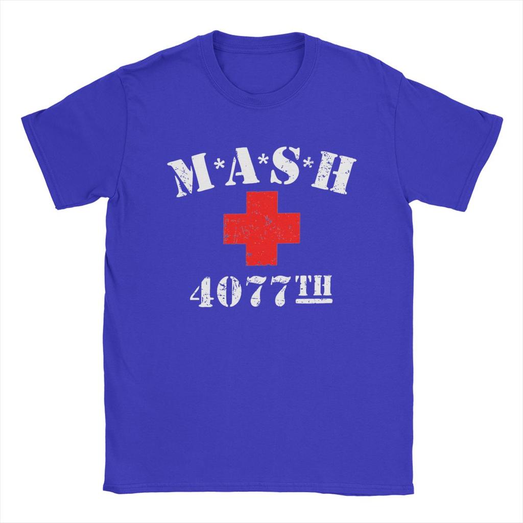 Men T-Shirts Mash 4077 TV Show Vintage Pure Cotton Tees Short Sleeve T Shirts Round Neck Clothes Classic