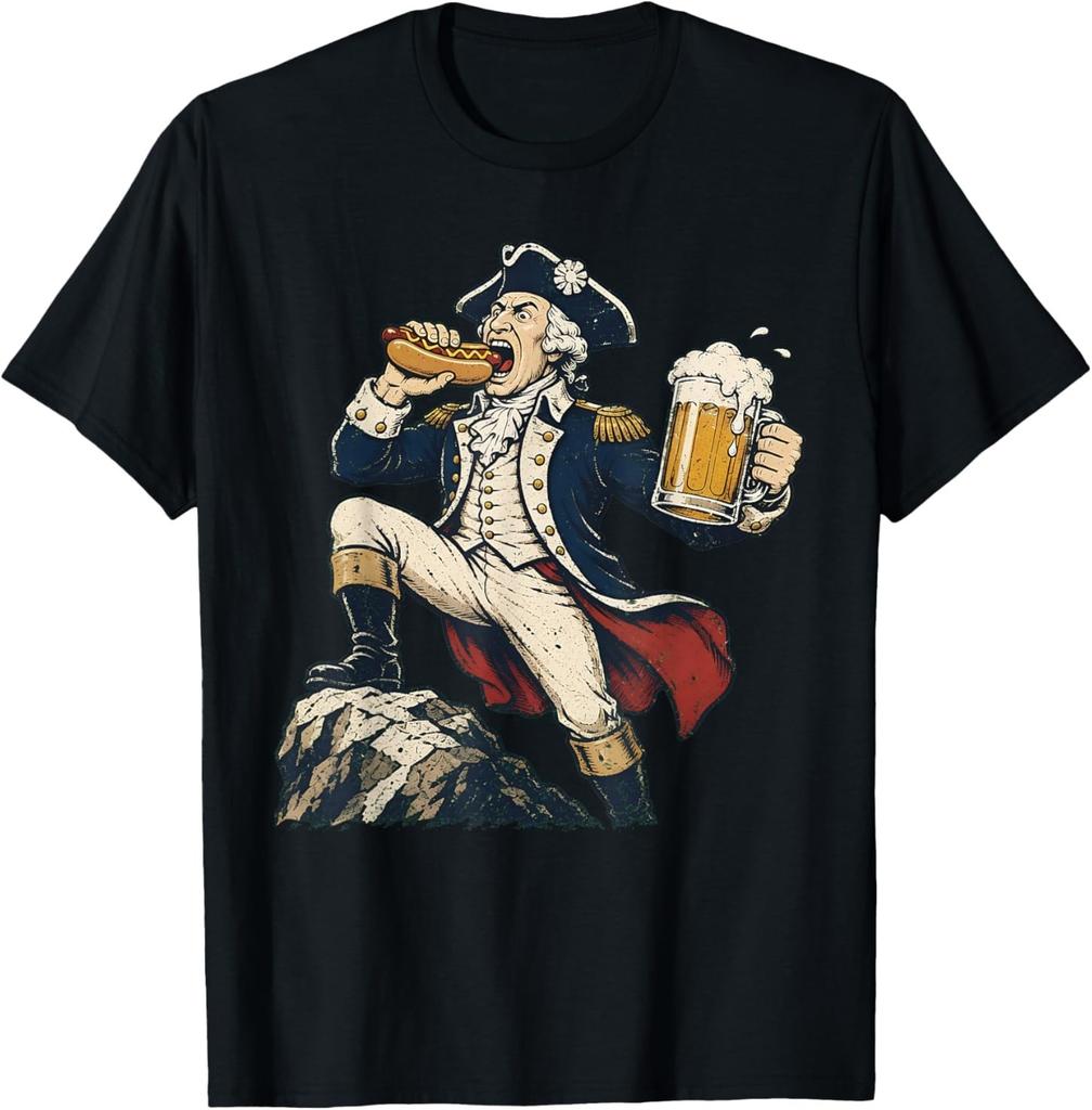Washington's Freedom Funny George Washington Hot Dog Beer T-Shirt