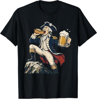 Washington's Freedom Funny George Washington Hot Dog Beer T-Shirt