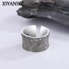 XIYANIKE Vintage Thai Silver Tree Bark Texture Open Cuff Finger Rings for Women Girl Fashion Jewelry Gift Party