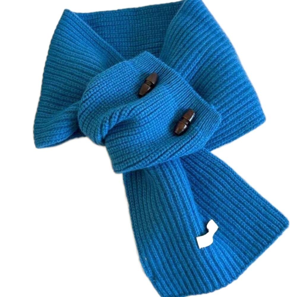 

Windproof Cross Neck Warmer Thickened Women Winter Neckerchief Retro Wool Knitted Scarf Girls синій