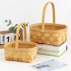 Woven Wooden Basket with Handle Eco-Friendly Portable Picnic Snack Carrier for Camping Outings Gifts Fruits Vegetables Storage