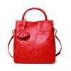 Genuine Leather Women's Bag Cowhide Bag Camellia Tote Stylish Large Bag Shoulder Crossbody Bag