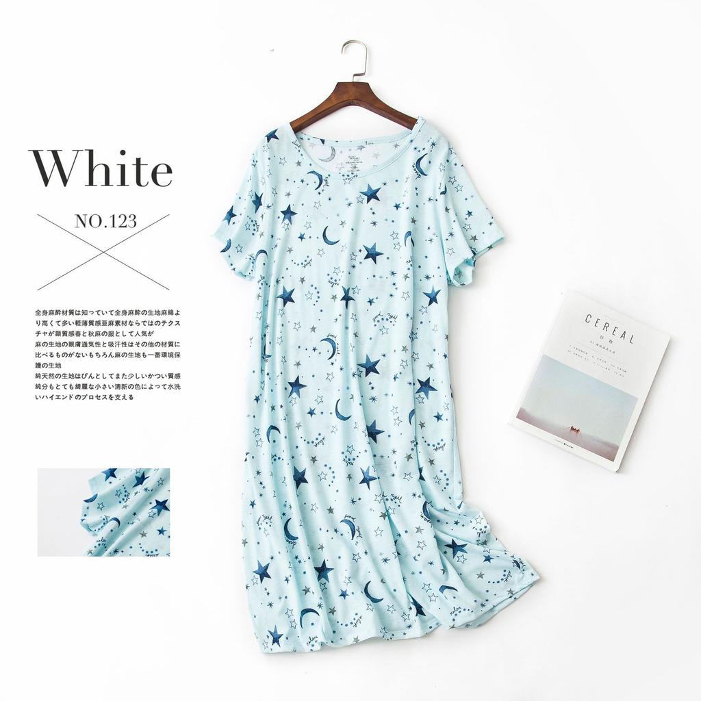 Women Nightdress Short Sleeve Cute Cartoon Sleepwear Sweet O Neck Nightgowns Pyjamas Lady's Cotton Sleepdress
