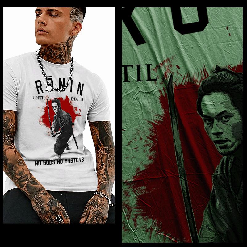 

Samurai T-Shirt deadly warrior with sword Bushido Code Japanese katana tee L