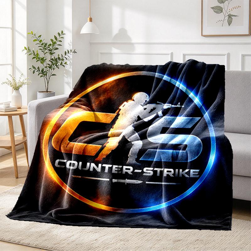 Counter Strike Pattern Blanket for Home Decoration, Bed, Sofa, Car Travel, Camping, Suitable for All Seasons, Birthday Christmas Gift