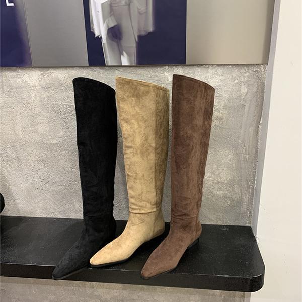 Long boots women's flat bottom 2025 autumn and winter new flip over the knee long boots slimming high tube versatile elastic thin boots