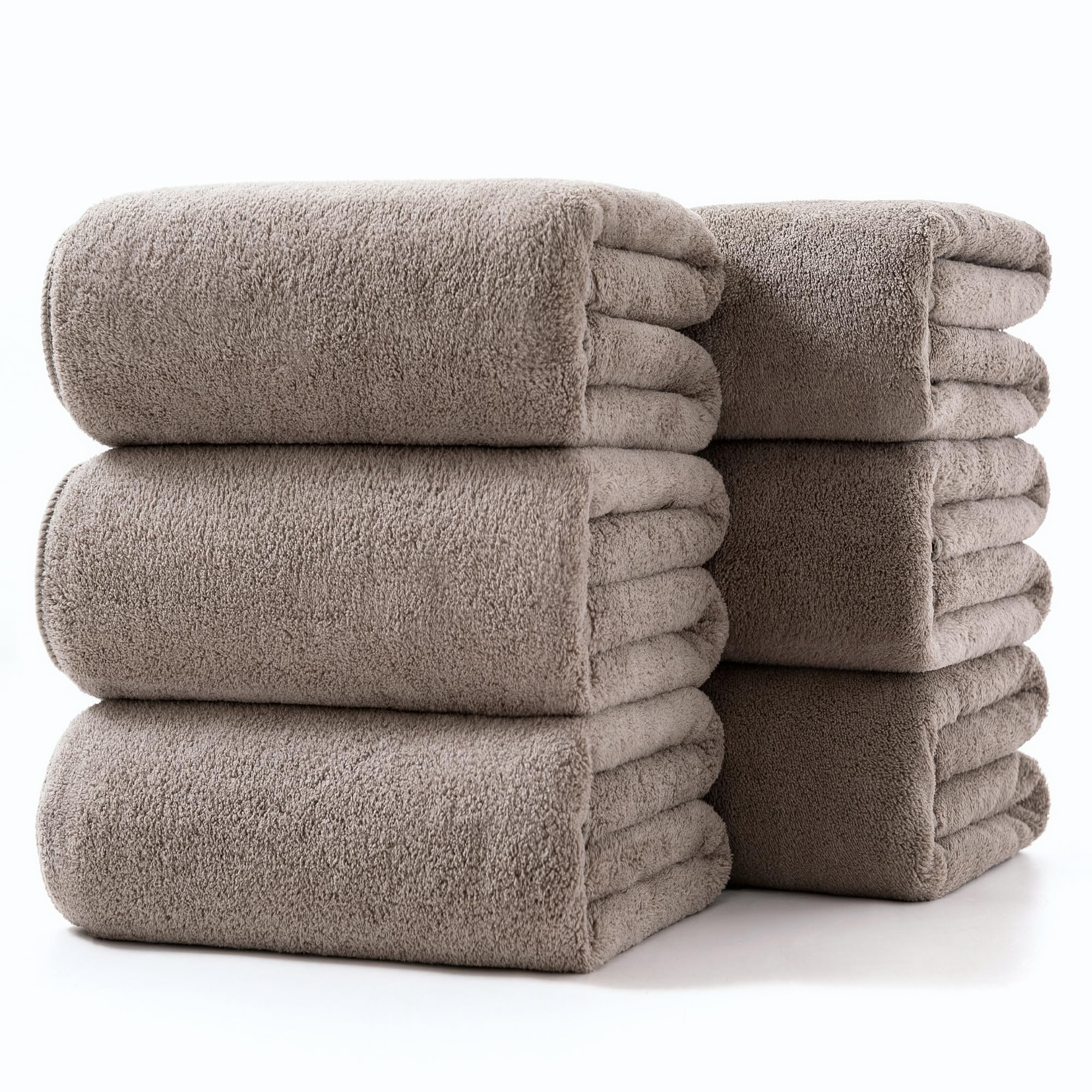 

Lumimi Bath Towel Set of Large Hotel Soft Suitable for and Professional Durable for After Bath Supplies 6, Gray-Brown, Approx. 70140cm, Absorbent,