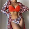New Three-point Three-piece Overcoat Long-sleeved Split Swimsuit Women's Bikini