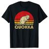 Vintage Quokka Grafik Retro Sonnenuntergang Quokka Liebhaber T-Shirts Herren Damen Mode Lässiges T-Shirt 100% Baumwolle Locker Übertrieben Großes T-Shirt