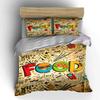 Burger, pizza, music doodles. Bedding sets Duvet cover sets Duvet covers Pillowcases(1 * Duvet Cover 2 * Pillowcases without duvet insert)