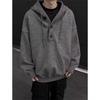 Unisex Oversized Retro Hooded Knit Sweater Winter Casual Wear Black Gray Loose Fit Long Sleeve Pullover
