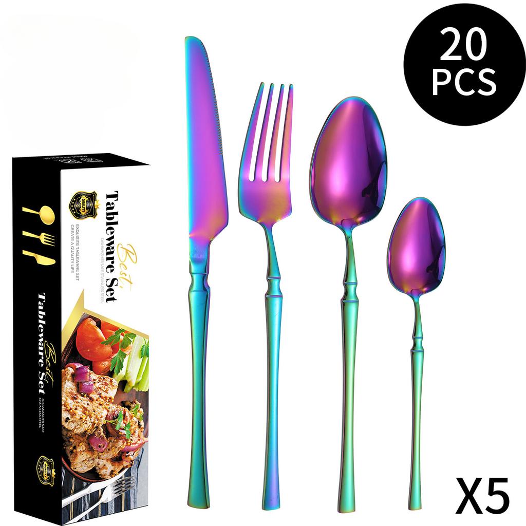 Acciaio inossidabile Ins stile francese piccolo vita luce lusso retrò stile spork per cibo in stile occidentale set da 16 pezzi