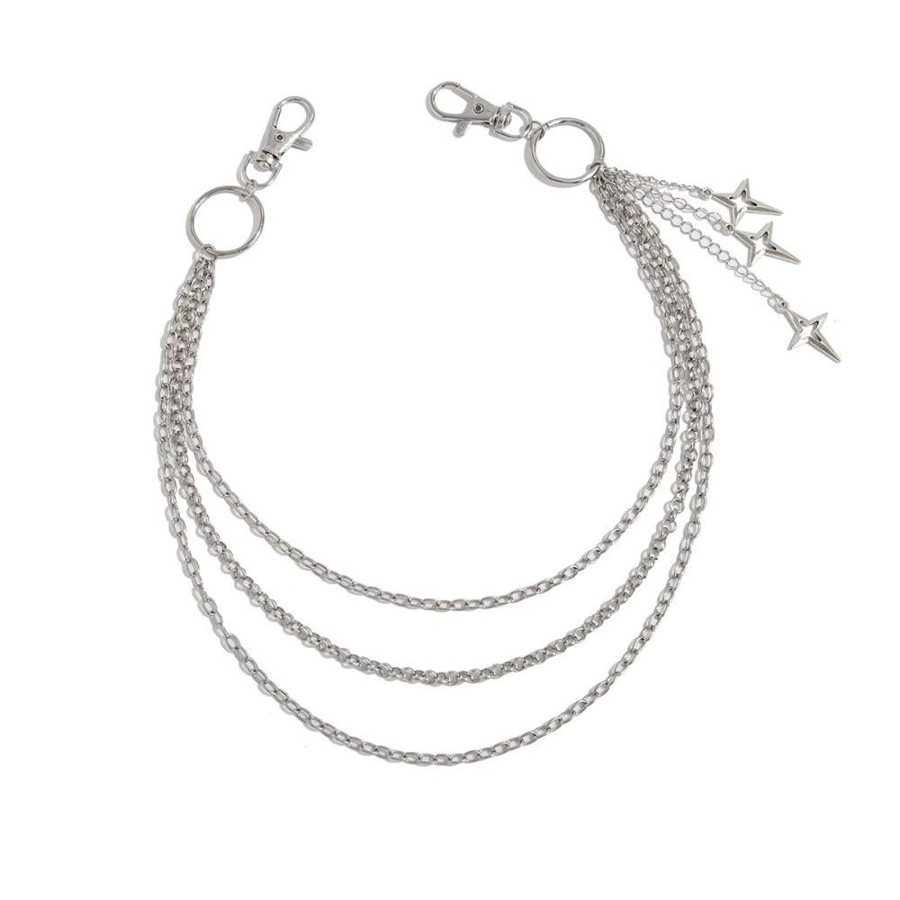 Punk Multicamadas Pingente de Estrela de Metal Corrente de Calça Hip Hop Chaveiro de Cintura Corrente de Jeans Acessórios de Joalheria da Moda Feminina Presentes