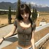 [Keren Cotton Modal] Korean Fake Two-piece Short-sleeved T-shirt for Women's Summer Spice Girls, Slim Straps, Pure Desire Top