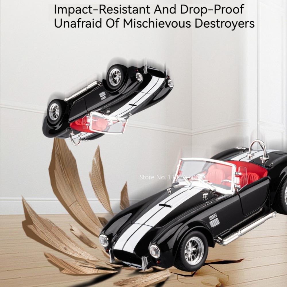 1:24 Shelby Cobra 427 GT500 Models Toys Cars Wheels Turned Vintage Car Alloy Rubber Tires Miniature Vehicles Kids Collection Fun