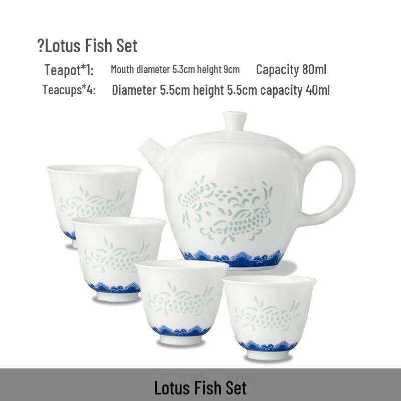

Jingdezhen Blue & White Linglong Ceramic Kung Fu Tea Set