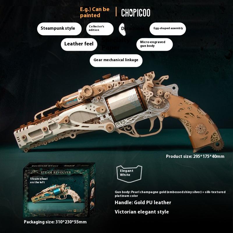 

Latest Original Fantasy Steampunk Revolver Miniature Assembled Plaything Collector Advanced Stylish Celebration Handmade Ornaments Need to be assembled белый