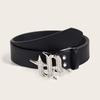 Punk PU Waist Belt for Jean Rock and Roll Hip Hop Studded Belt Waistband Glinting Buckle with Encrusted Rhinestones