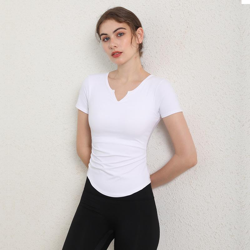 

Женский быстросохнущий топ для йоги с драпировкой и нагрудными вкладышами - Приталенная футболка для активного отдыха Extra Large белый