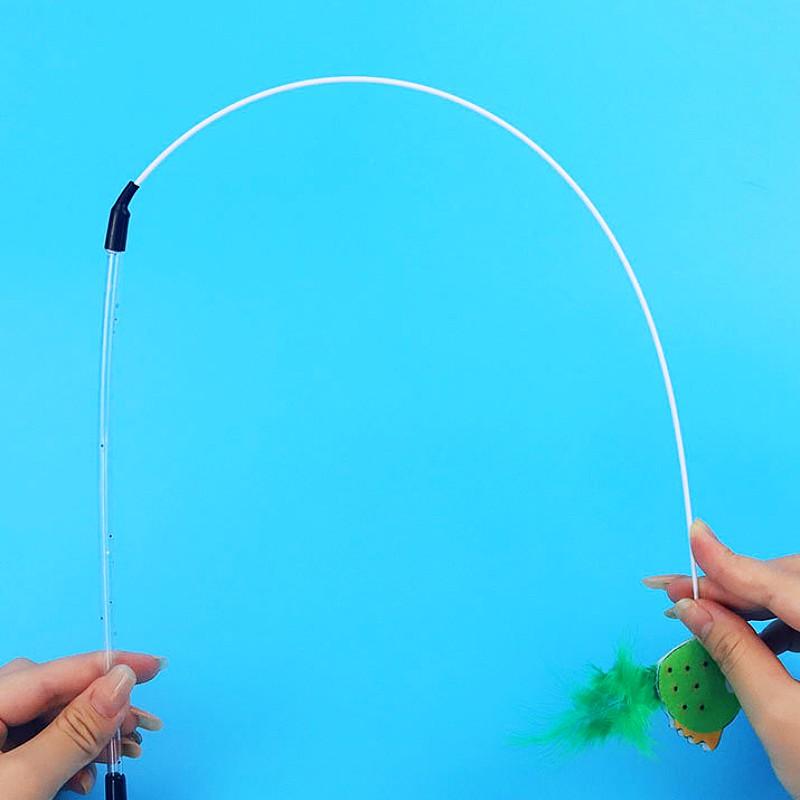 Cat Toy Feather Cats Teaser Stick Toy Retractable Cat Toys Interactive Spring Fish Stick Toys for Cats Scratching Pet Supplies
