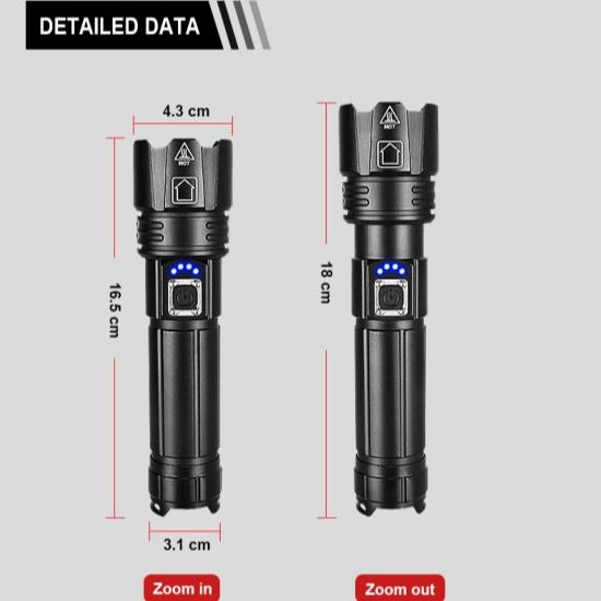 Lanternă super luminoasă Lanternă cu zoom Puternic 120W LED Lampă cu rază lungă Lanternă reîncărcabilă Lanternă rezistentă la apă