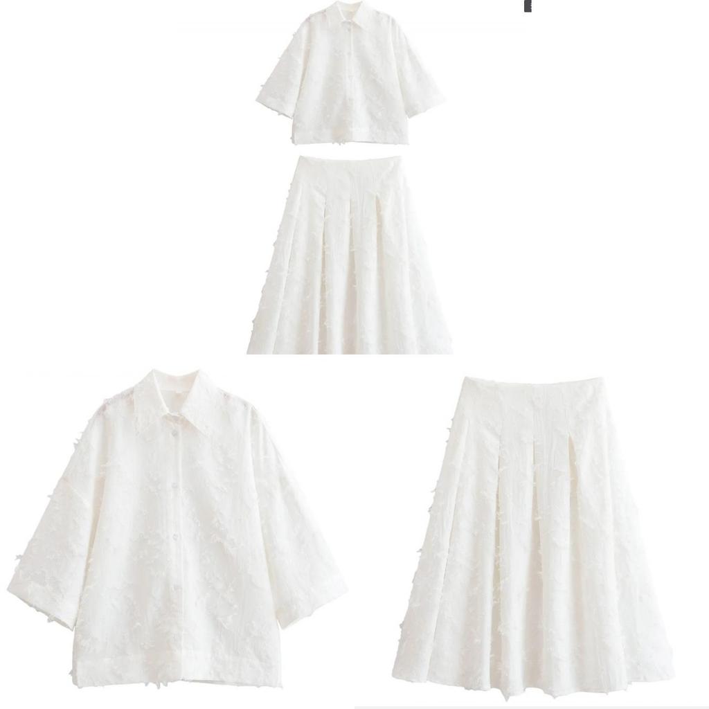 European Style Womens Shirt And Mini Skirt Set With Cotton And Polyester For Casual Streetwear