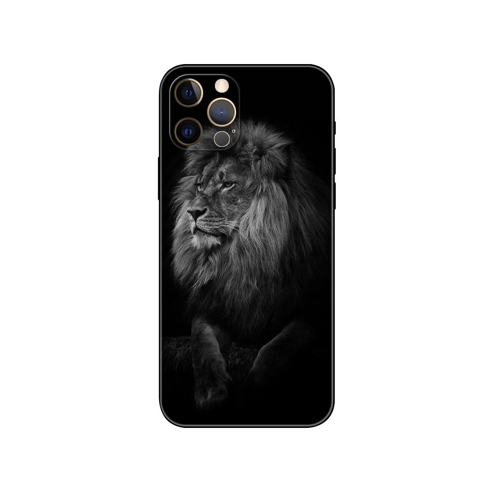 

Чехол для телефона Animals The Lion для iPhone 5 5s 2020se 6 6s 7 8 plus x 10 XR XS 11 12 13 mini pro MAX черная задняя крышка из ТПУ iphone 12pro MAX