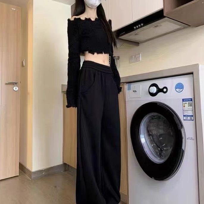 Women's High-Waist Coffee Straight-Leg Sweatpants - Trendy Spring & Autumn Casual Loose Fit