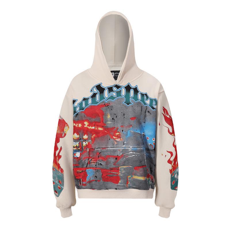 Hochwertiger Godspeed Amerikanischer Retro gewaschener alter schwerer Kapuzenpullover Herren und Damen Nischen Hoodie Cardigan Trend