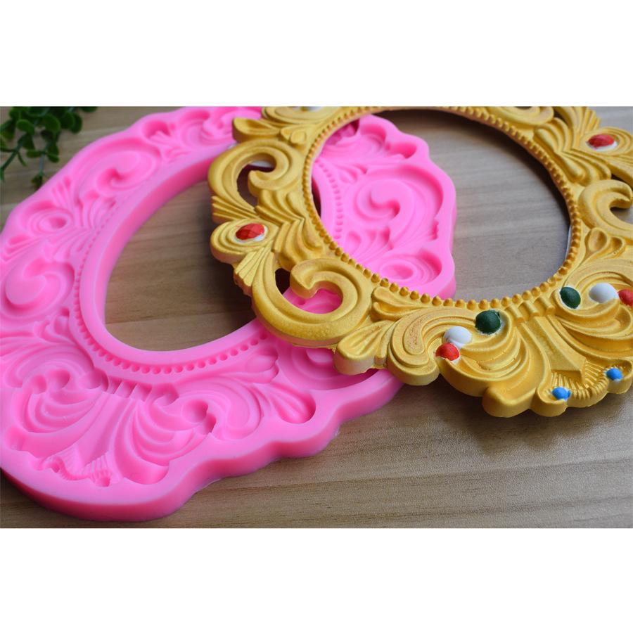 Fotorahmen im europäischen Stil, Silikonform, DIY-Kuchen, Schmuck, Basteln, Ton, Gips, Tropfenform