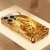 Laufendes Pferd Muster Gold Metallic Lack Glas Handyhülle Für iPhone 11 12 13 14 15 16 17 Pro Max Plus 17Air 16E Hülle