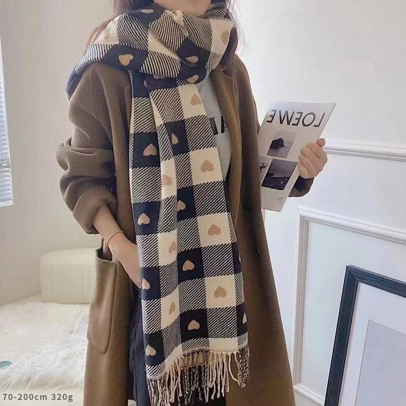 British Style Plaid Scarf Versatile Imitation Cashmere Scarf Shawl Advanced Sense Student Men'S And Women'S Scarf