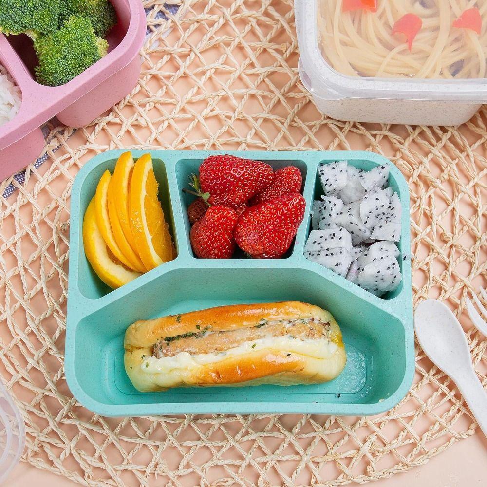 4 Compartments Stackable Snack Boxes with Lids Meal Prep Containers New Kids Bento Box