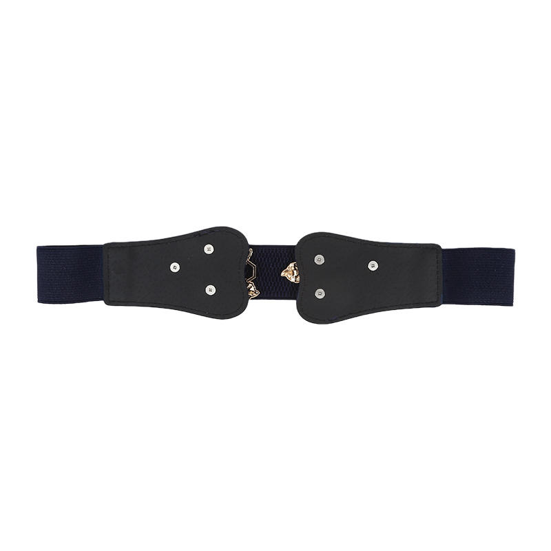 Women's Waist Belts Retro Waistband Golden Leaf Elastic Waist Closure with Double Hook Buckle Wide Belt Fashion Elegant Women Belt for Skirt