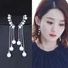 Zircon Earrings Long Pearl Chain Tassel Dangle Earrings Fashion Elegant Women Weeding Party Jewelry Gift Accessories