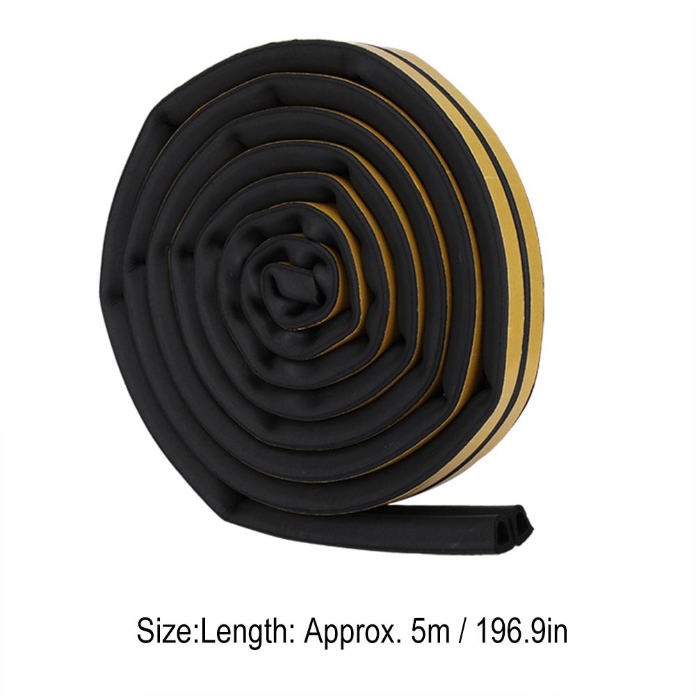 5 Meters 14*12mm Self Adhesive Door Window Sound Insulation Sealing Strip Anti Mosquito (Black)