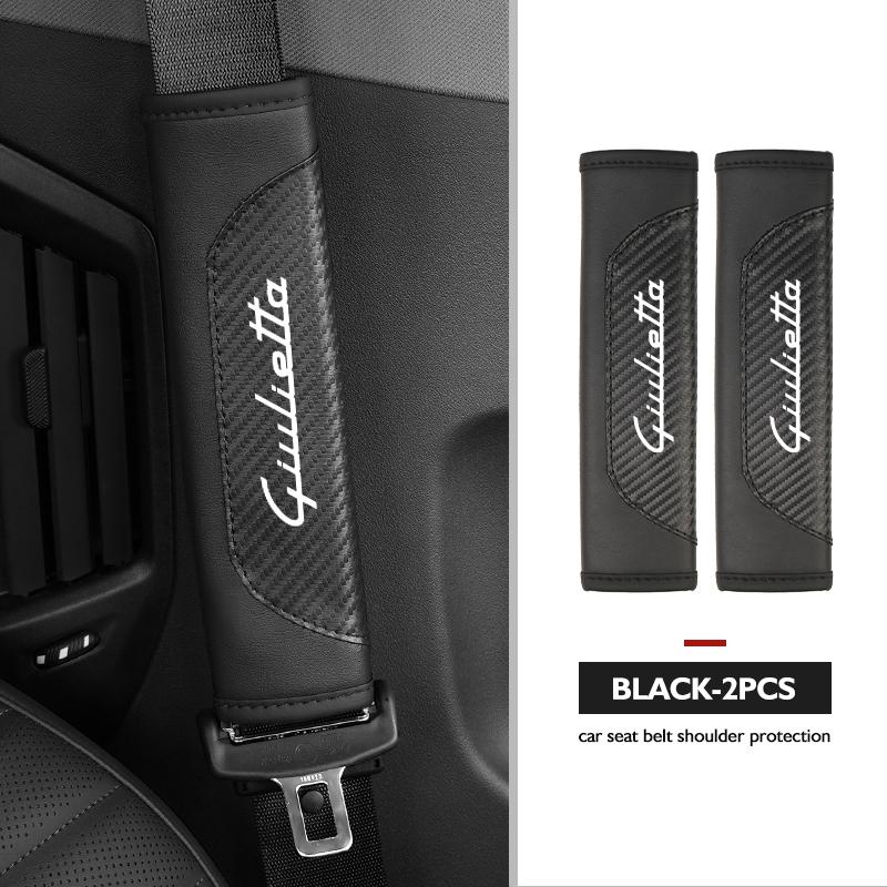 BQVLT1 Car Seat Belt Shoulder Cover Protection Pads Safety Belt Accessories For Alfa Romeo GT Stelvio F1 Brera Volante Tonale Gloria